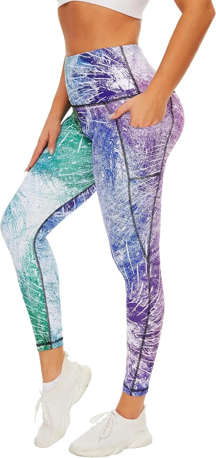 COOLOMG High Waist Yoga Pants with Pockets for Women Thick Tummy Control Workout Gym Running Leggings