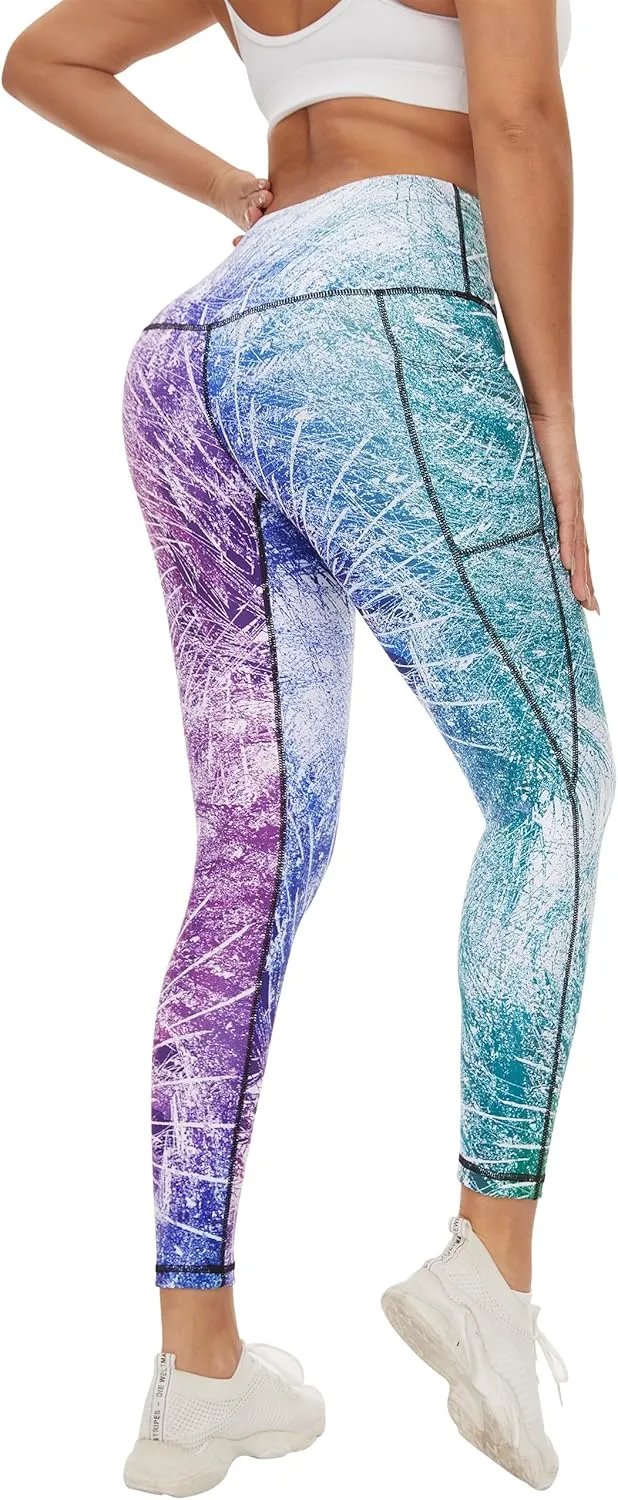 COOLOMG High Waist Yoga Pants with Pockets for Women Thick Tummy Control Workout Gym Running Leggings