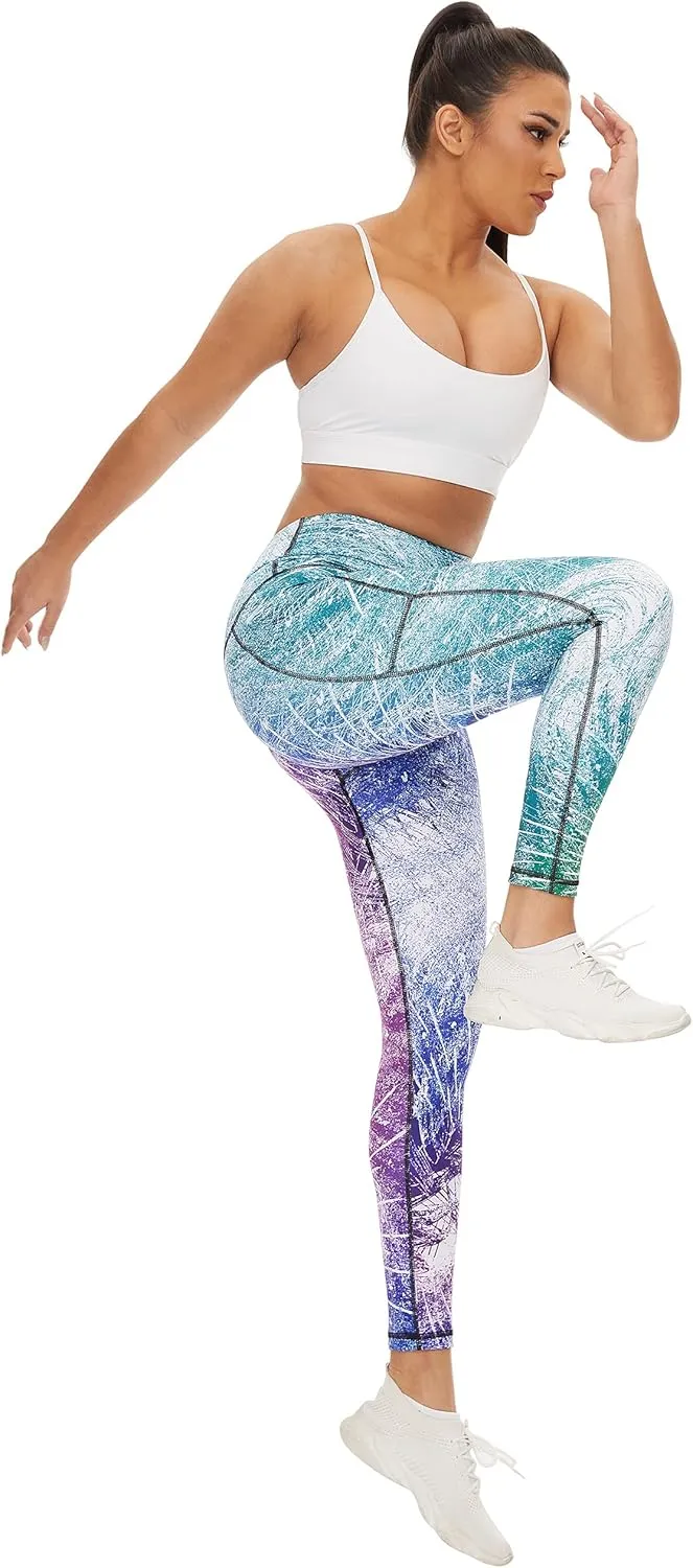 COOLOMG High Waist Yoga Pants with Pockets for Women Thick Tummy Control Workout Gym Running Leggings