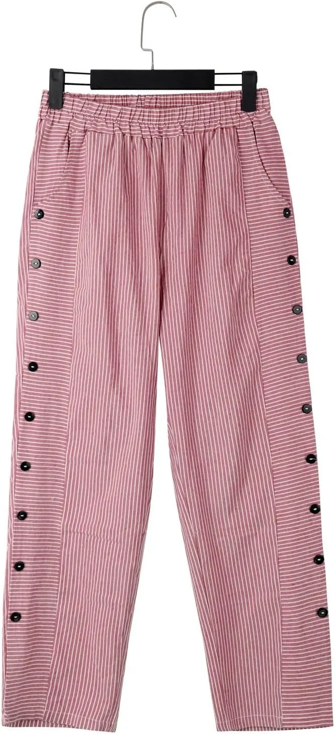 Cotton Linen Pants Women Casual Pant Lightweight Summer Elastic Waist Plus Size Lounge Long Trousers