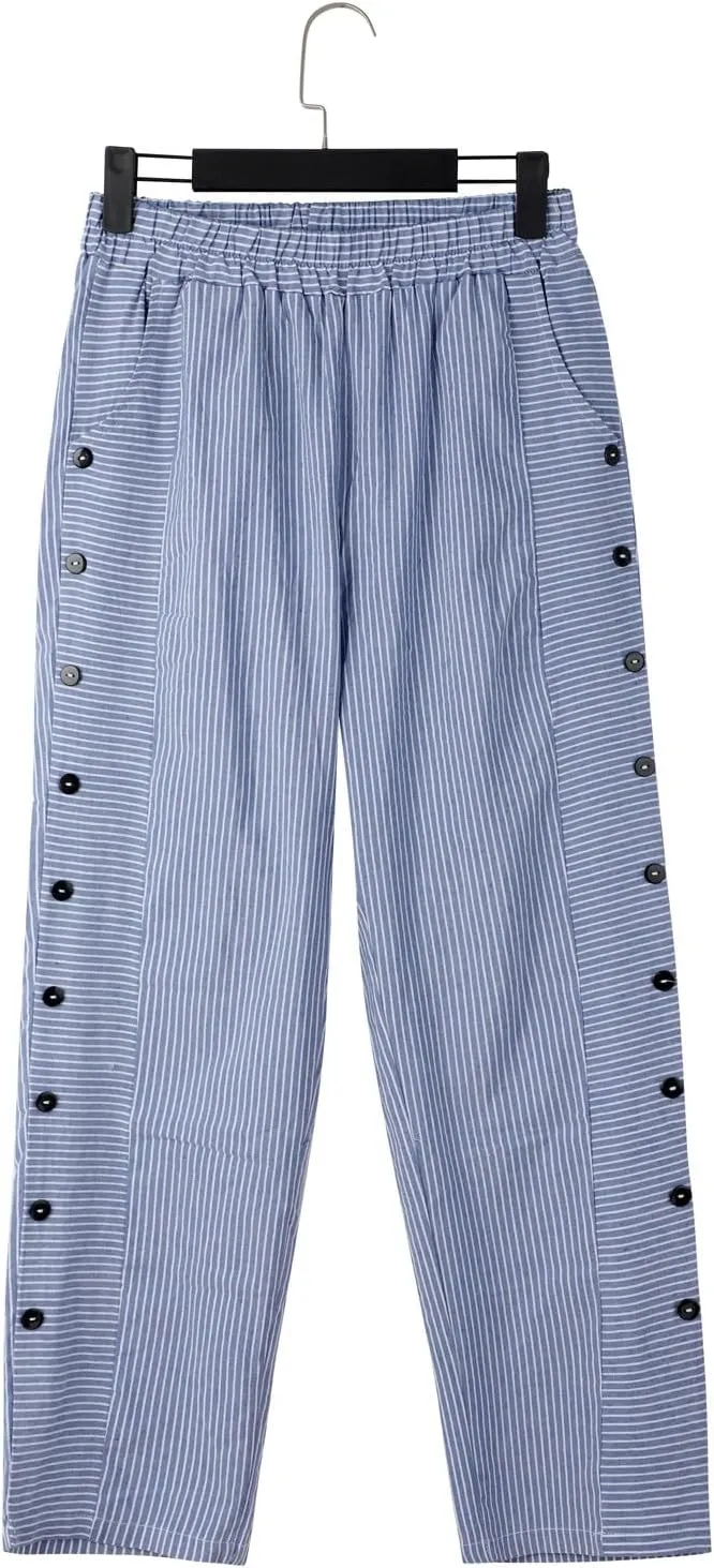 Cotton Linen Pants Women Casual Pant Lightweight Summer Elastic Waist Plus Size Lounge Long Trousers