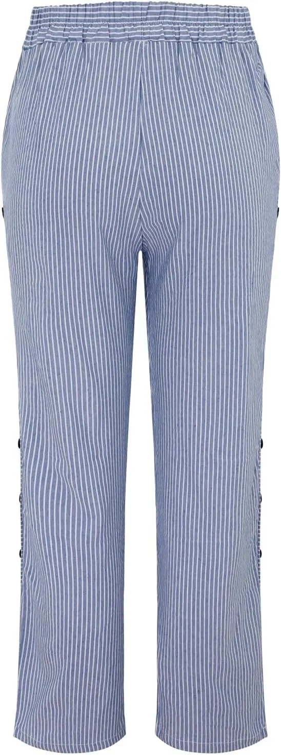 Cotton Linen Pants Women Casual Pant Lightweight Summer Elastic Waist Plus Size Lounge Long Trousers
