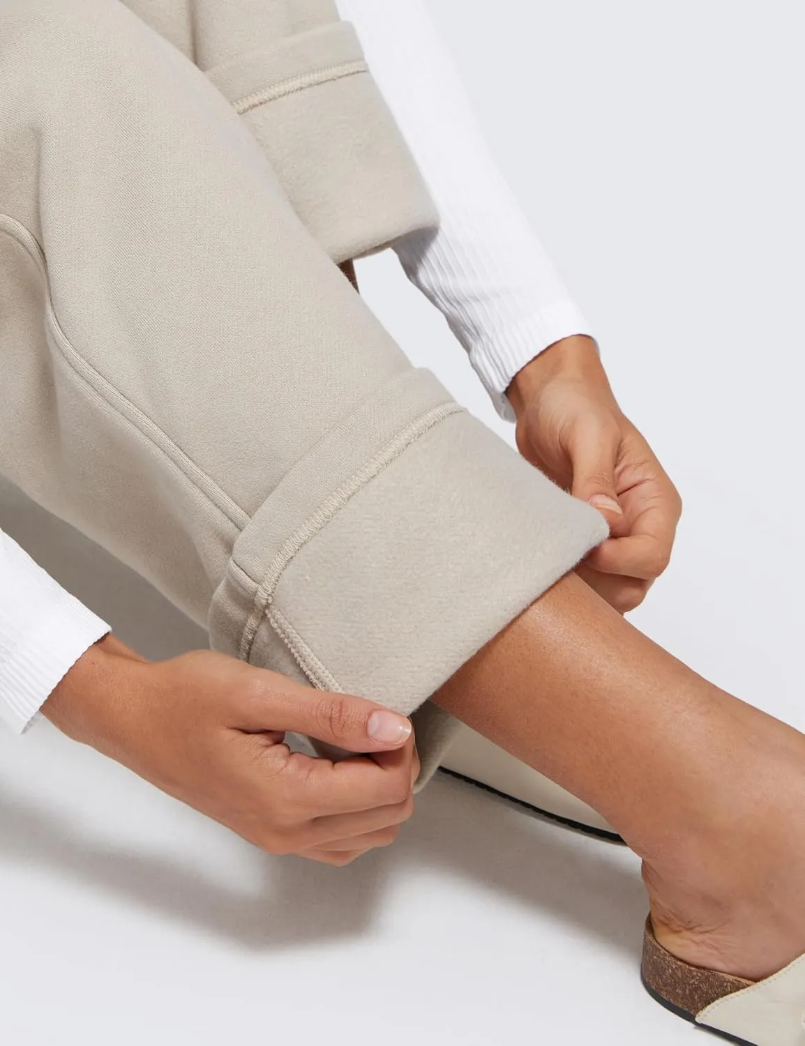 CRZ YOGA Cotton Fleece Lined Sweatpants Women 30" Straight Leg Casual Lounge Sweat Pants for Women