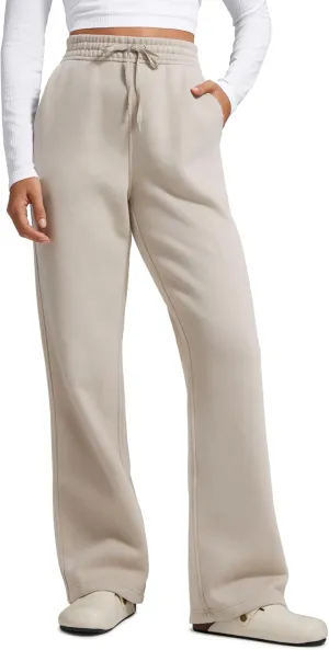 CRZ YOGA Cotton Fleece Lined Sweatpants Women 30" Straight Leg Casual Lounge Sweat Pants for Women