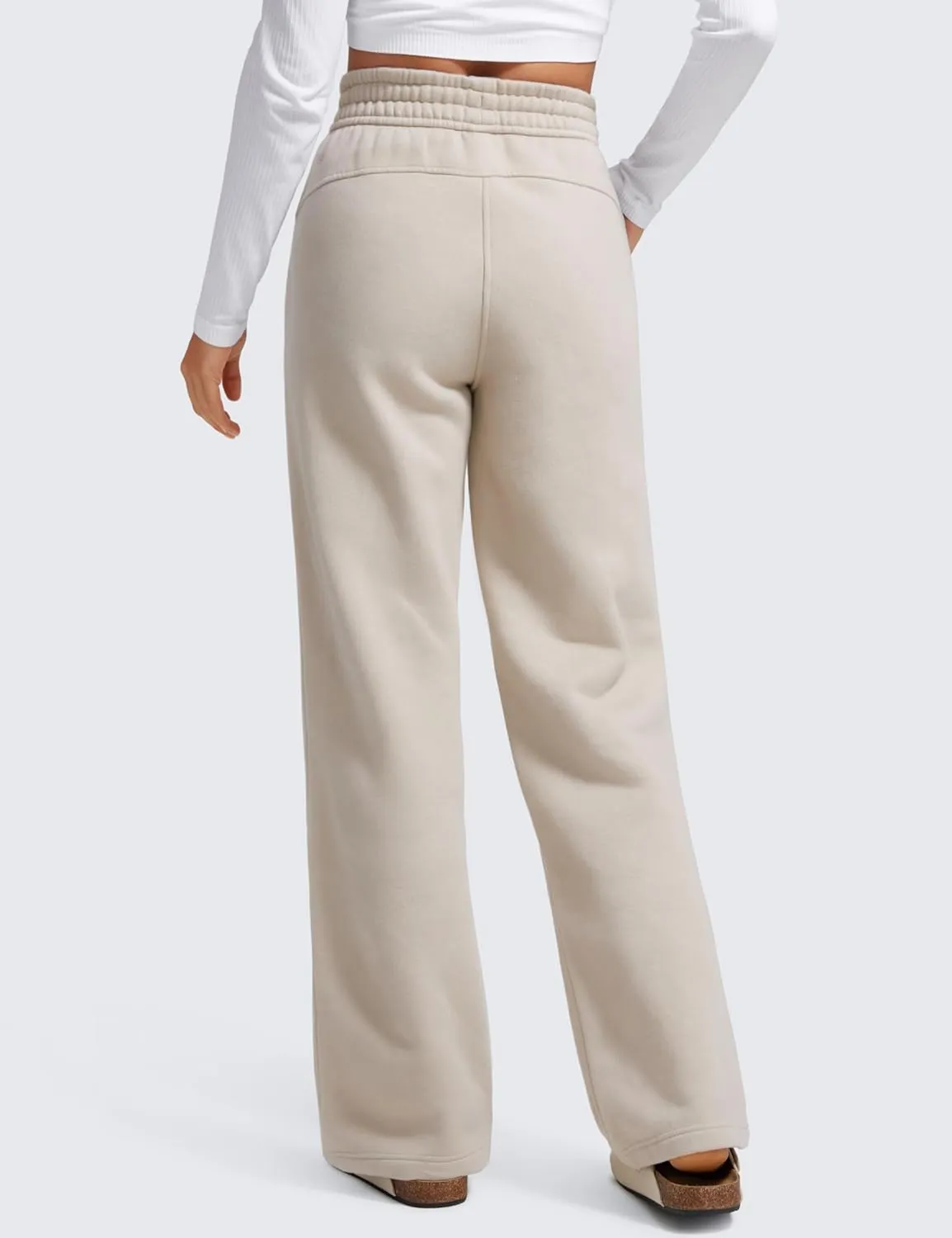 CRZ YOGA Cotton Fleece Lined Sweatpants Women 30" Straight Leg Casual Lounge Sweat Pants for Women