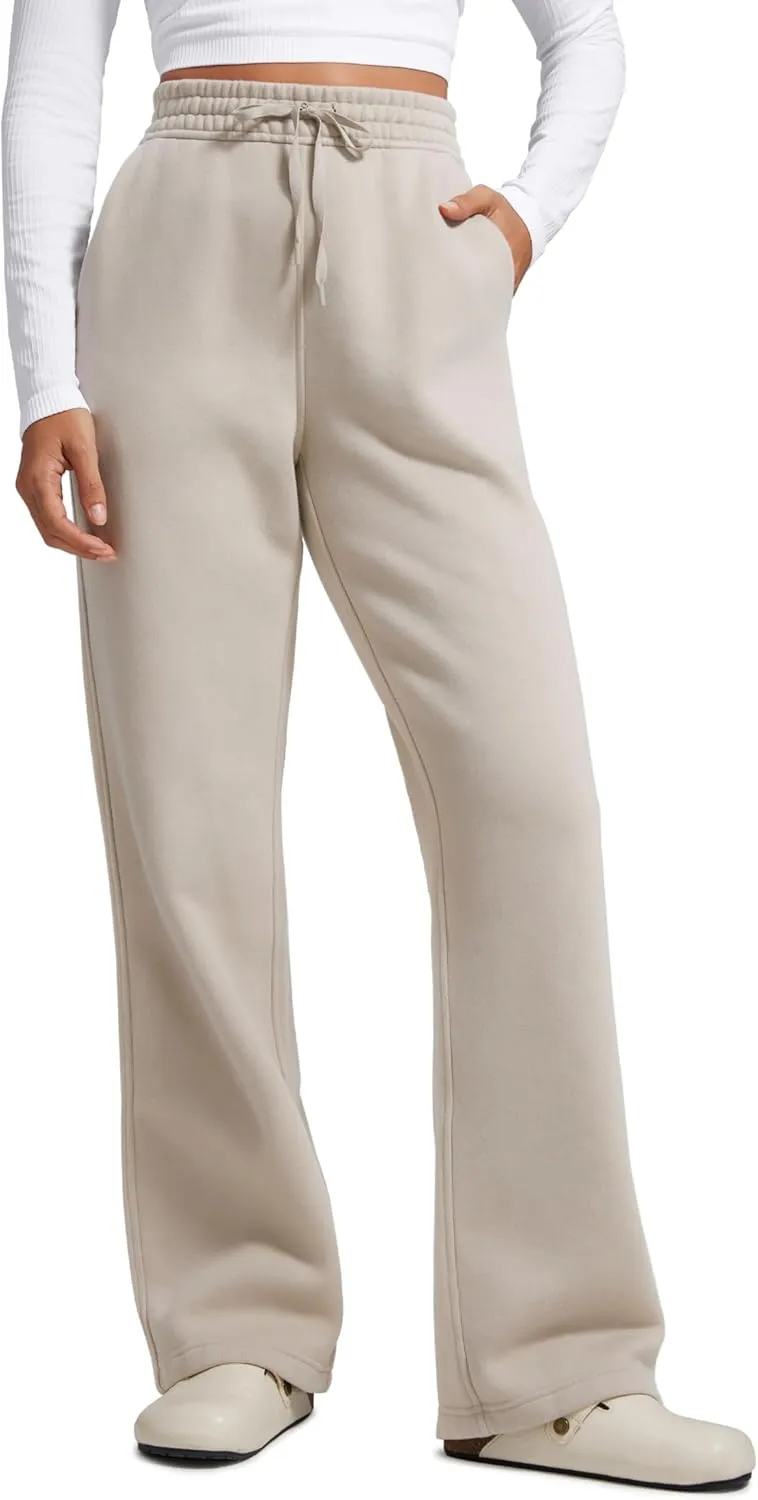 CRZ YOGA Cotton Fleece Lined Sweatpants Women 30" Straight Leg Casual Lounge Sweat Pants for Women