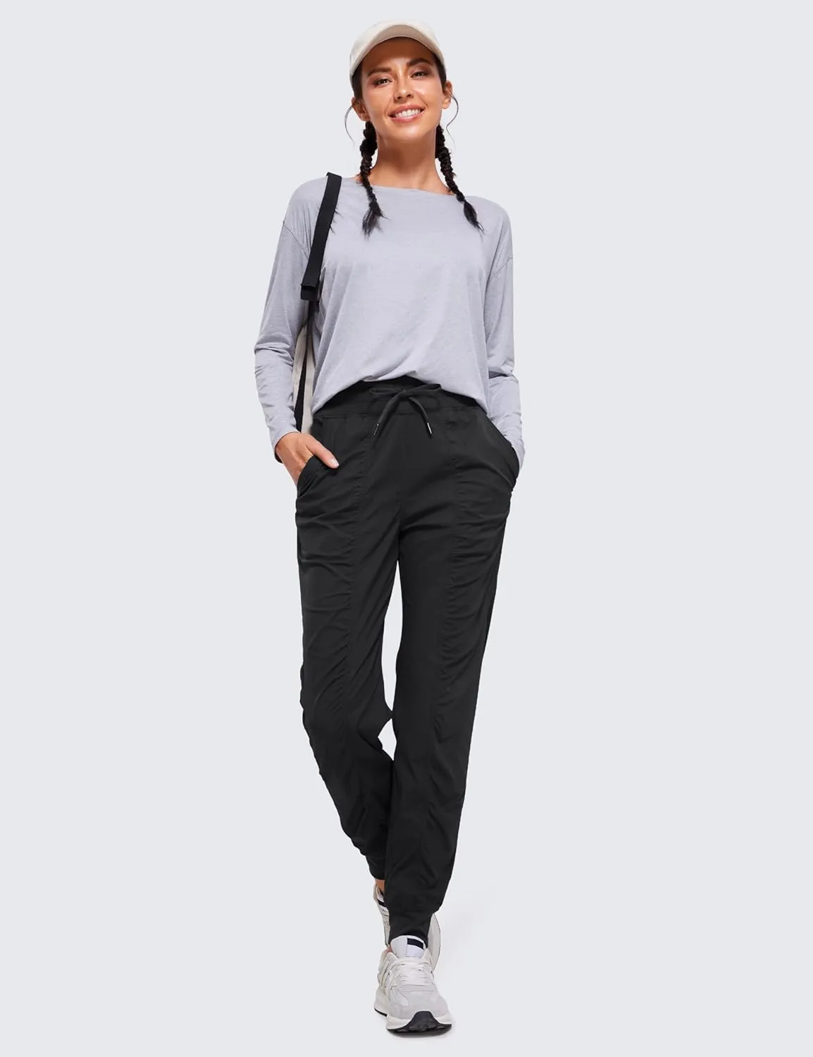 CRZ YOGA Lightweight Workout Joggers for Women, High Waisted Outdoor Running Casual Track Pants with Pockets