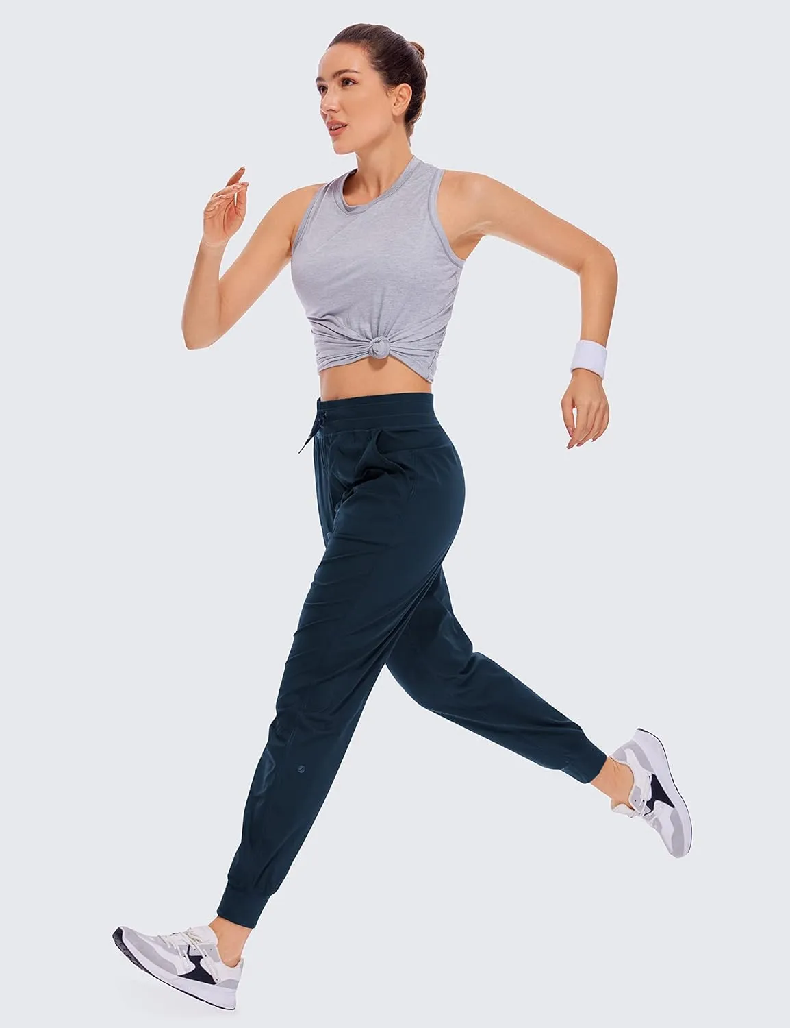 CRZ YOGA Lightweight Workout Joggers for Women, High Waisted Outdoor Running Casual Track Pants with Pockets