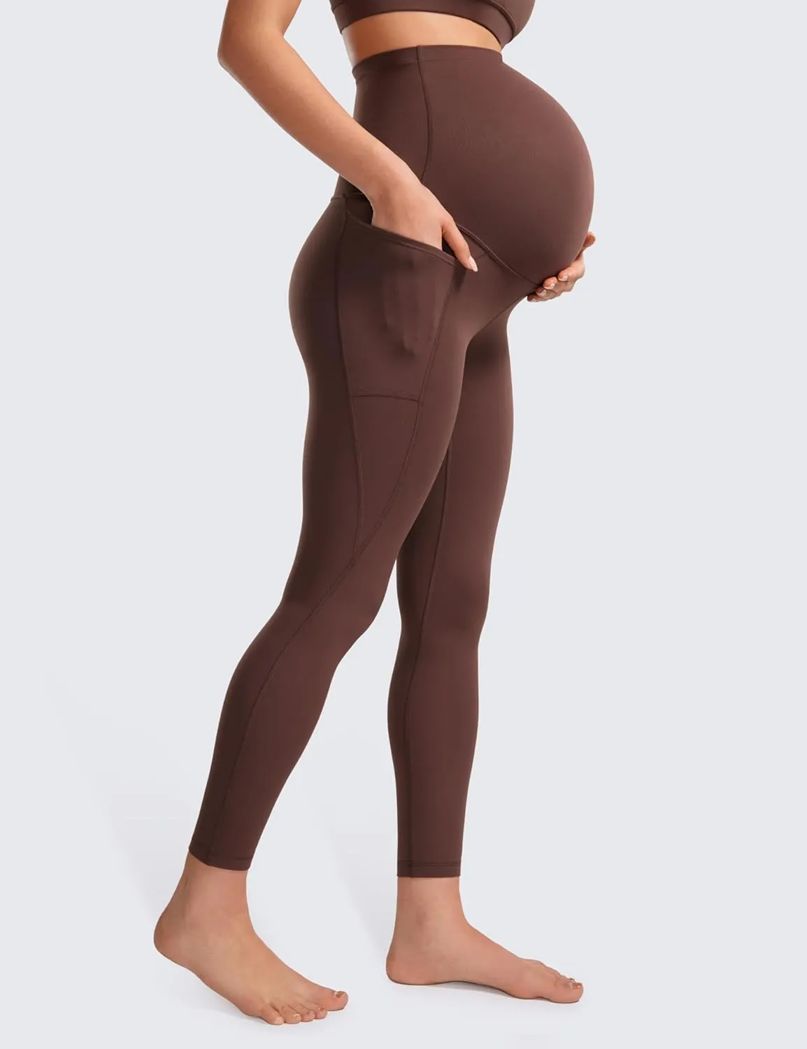 CRZ YOGA Womens Butterluxe Maternity Leggings with Pockets Over The Belly 25" - Workout Active Yoga Pregnancy Pants Soft