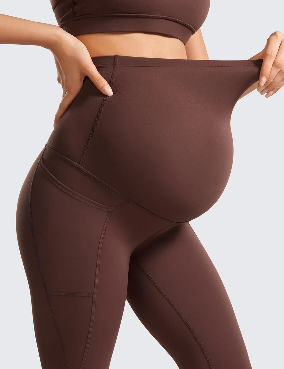 CRZ YOGA Womens Butterluxe Maternity Leggings with Pockets Over The Belly 25" - Workout Active Yoga Pregnancy Pants Soft