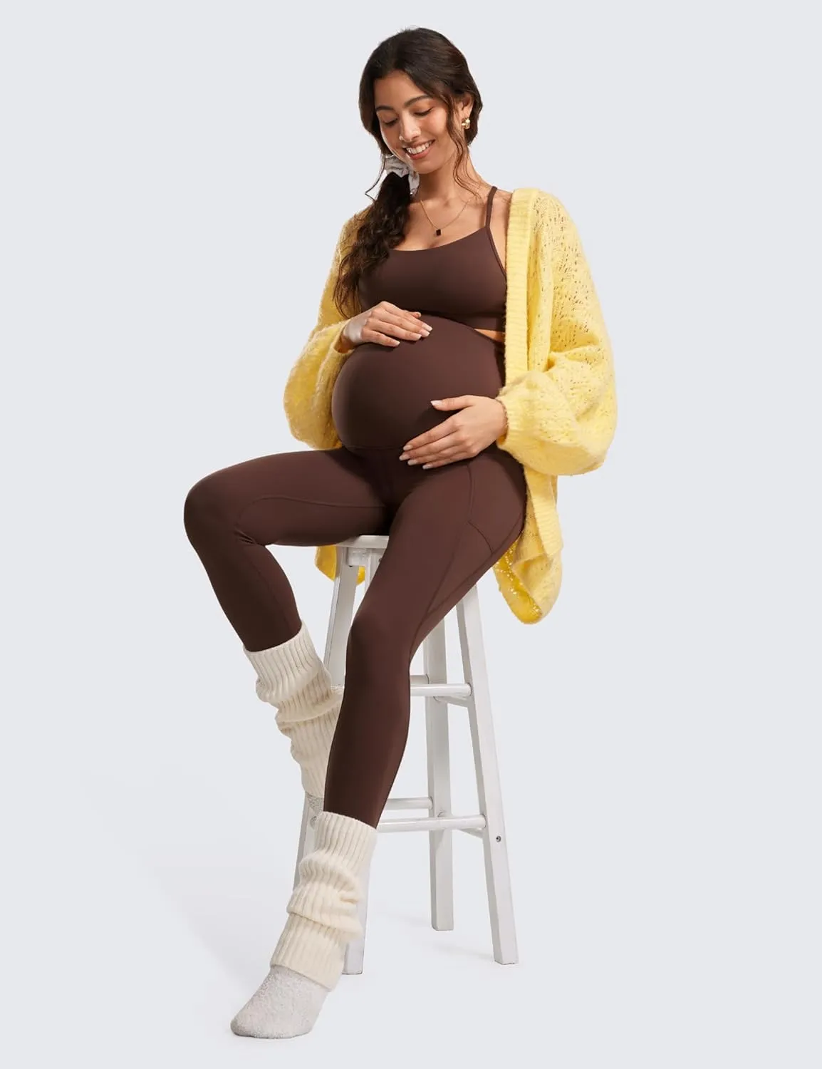 CRZ YOGA Womens Butterluxe Maternity Leggings with Pockets Over The Belly 25" - Workout Active Yoga Pregnancy Pants Soft