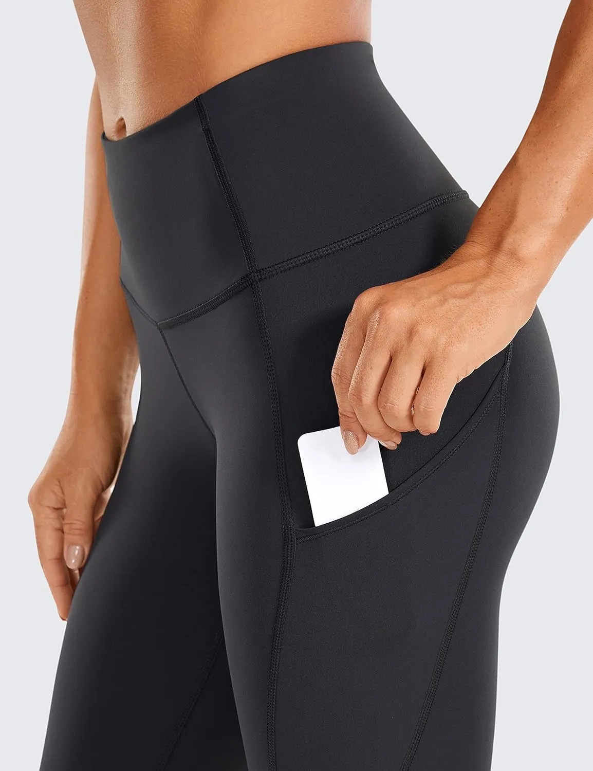 CRZ YOGA Women's Naked Feeling Workout Leggings 25 Inches - High Waisted Yoga Pants with Side Pockets Running Tights