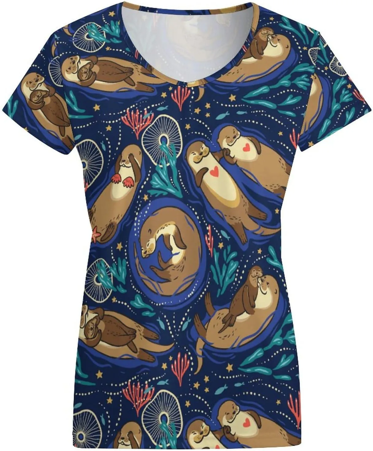 Cute Otters in The Sea Wearable Crop Top Casual for Women Spring Summer Party Clothes
