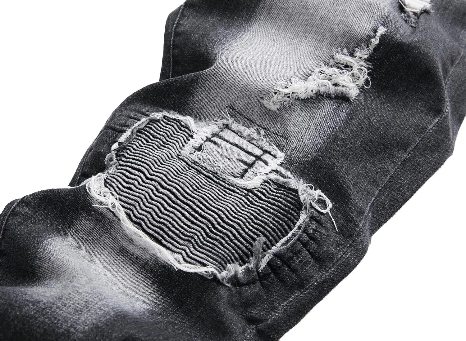 Denim Jeans for Men Slim Fit Ripped Stretch Skinny Distressed Stacked Straight Leg Moto Biker Pants