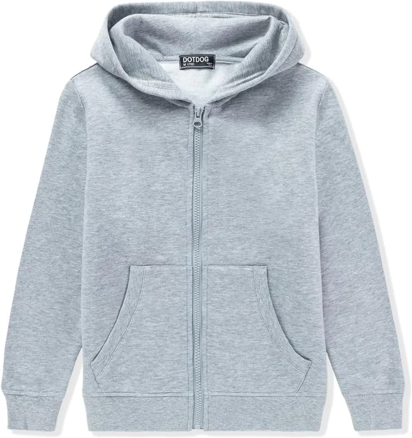 DOTDOG Unisex Kids Soft Brushed Fleece Basic Hooded Sweatshirt Full Zip-Up Hoodie for Boys or Girls (Age 3-12 Years)