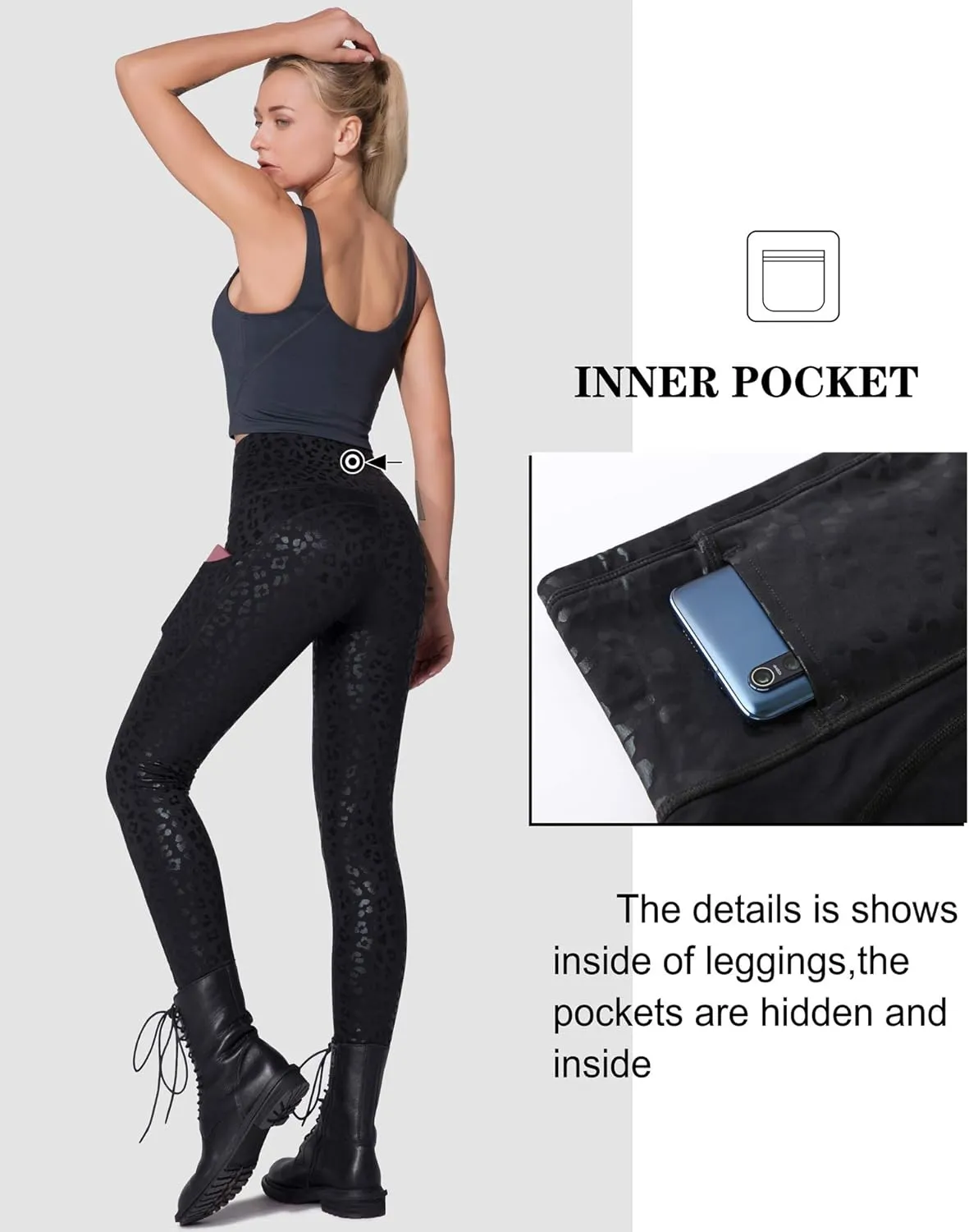 Dragon Fit High Waist Yoga Leggings with 3 Pockets,Tummy Control Workout Running 4 Way Stretch Yoga Pants