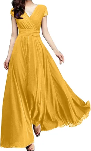 Dresses for Women Plus Size Casual Elegant Dress Spring Bodycon Dresses Flowy Swing V Neck Wedding Guest Party Dress