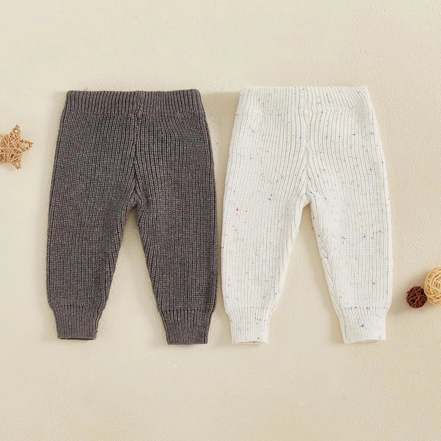 Eadrioss Infant Baby Boy Girl Knit Leggings Cotton Knitted Solid Pants Tights Trousers 2 Pack Toddler Fall Winter Clothes