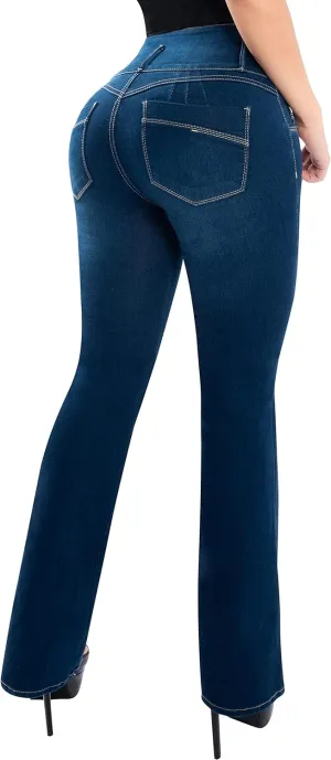 Fiorella Shapewear Butt Lifter Women Bootcut Jeans High Rise Waist Push Up Levanta Cola Pantalones Colombianos 515DB