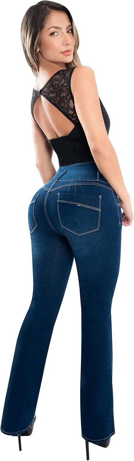 Fiorella Shapewear Butt Lifter Women Bootcut Jeans High Rise Waist Push Up Levanta Cola Pantalones Colombianos 515DB