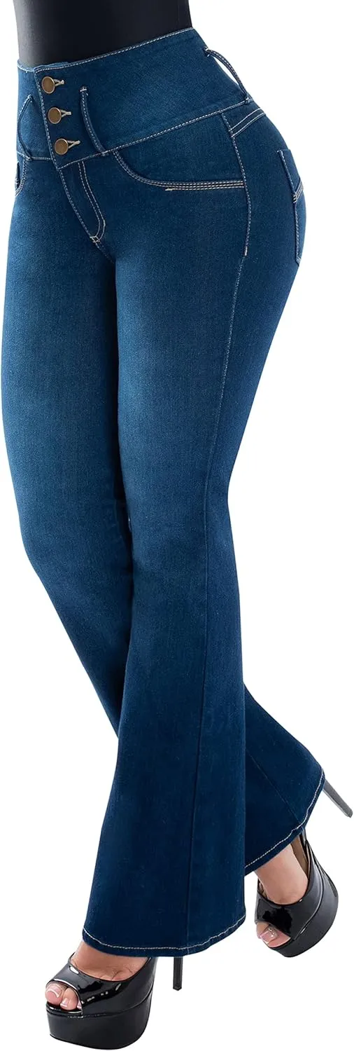 Fiorella Shapewear Butt Lifter Women Bootcut Jeans High Rise Waist Push Up Levanta Cola Pantalones Colombianos 515DB