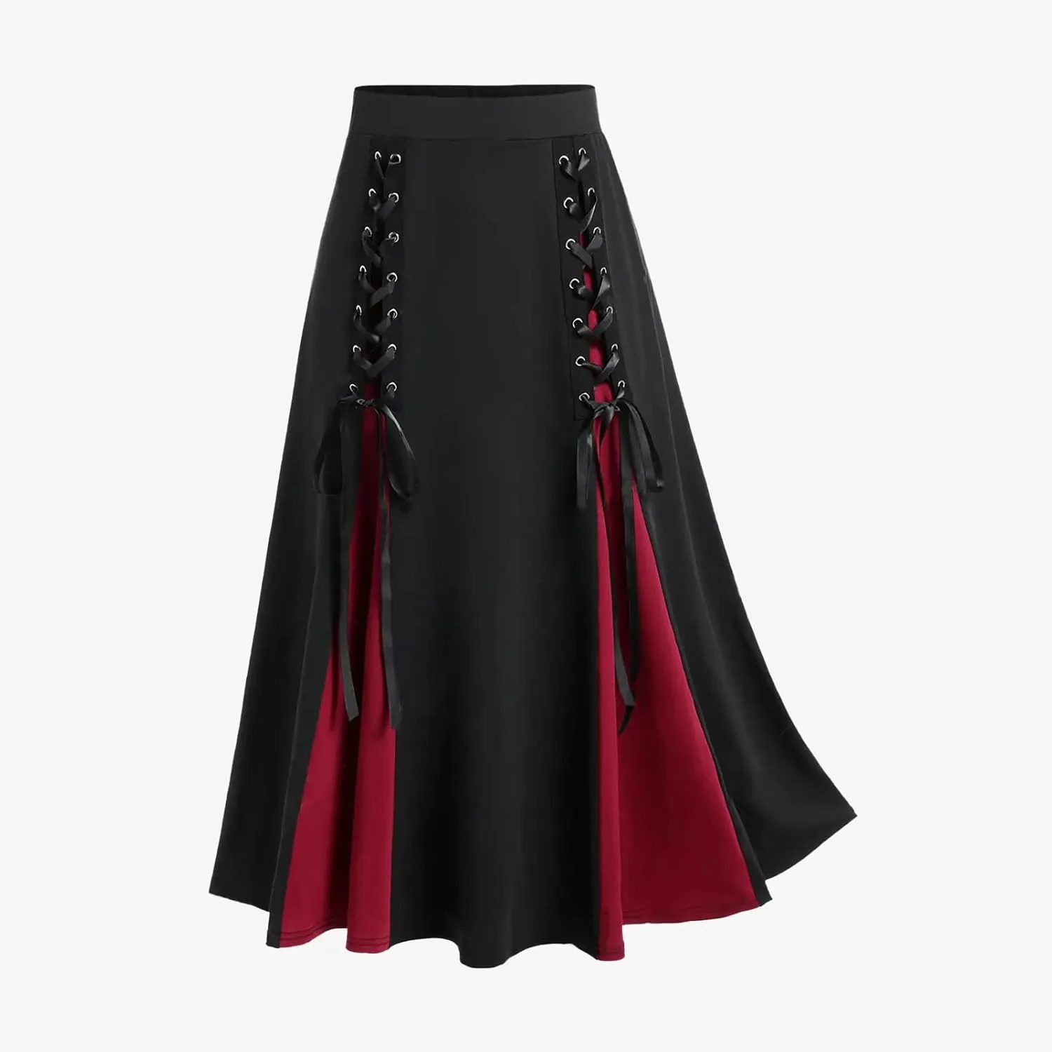 Firzero Gothic Skirt for Women Steampunk Gothic Skirt High Slit Pleated Long Maxi Skirts High Waist Punk Goth Skirts