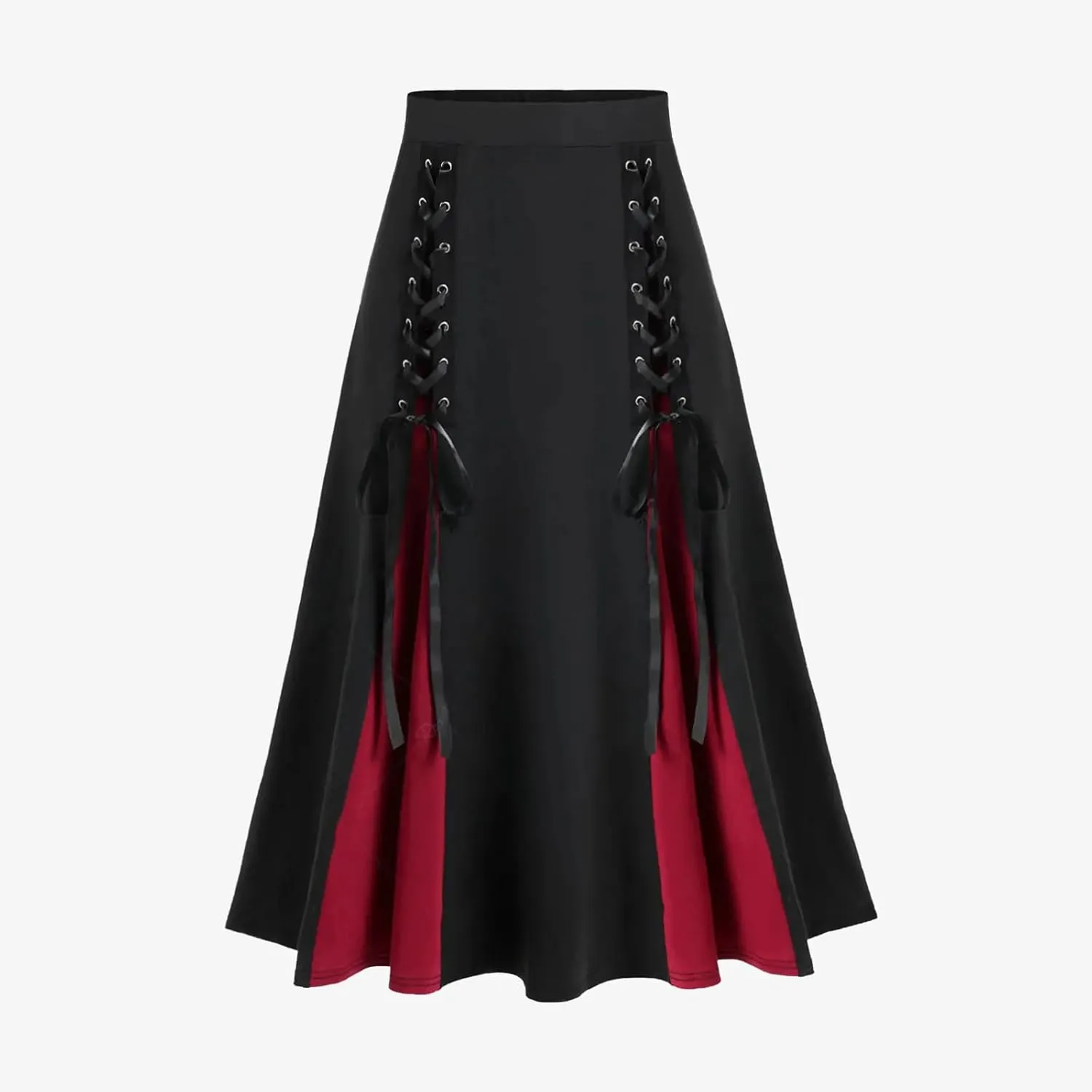 Firzero Gothic Skirt for Women Steampunk Gothic Skirt High Slit Pleated Long Maxi Skirts High Waist Punk Goth Skirts