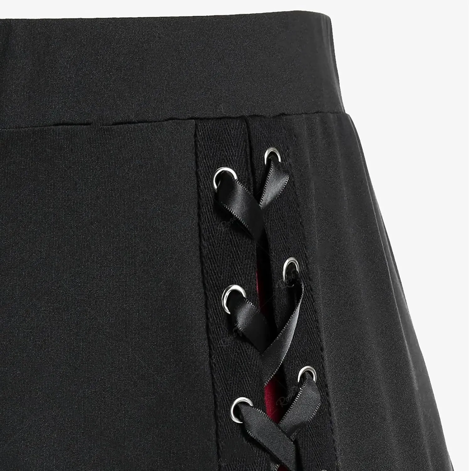 Firzero Gothic Skirt for Women Steampunk Gothic Skirt High Slit Pleated Long Maxi Skirts High Waist Punk Goth Skirts