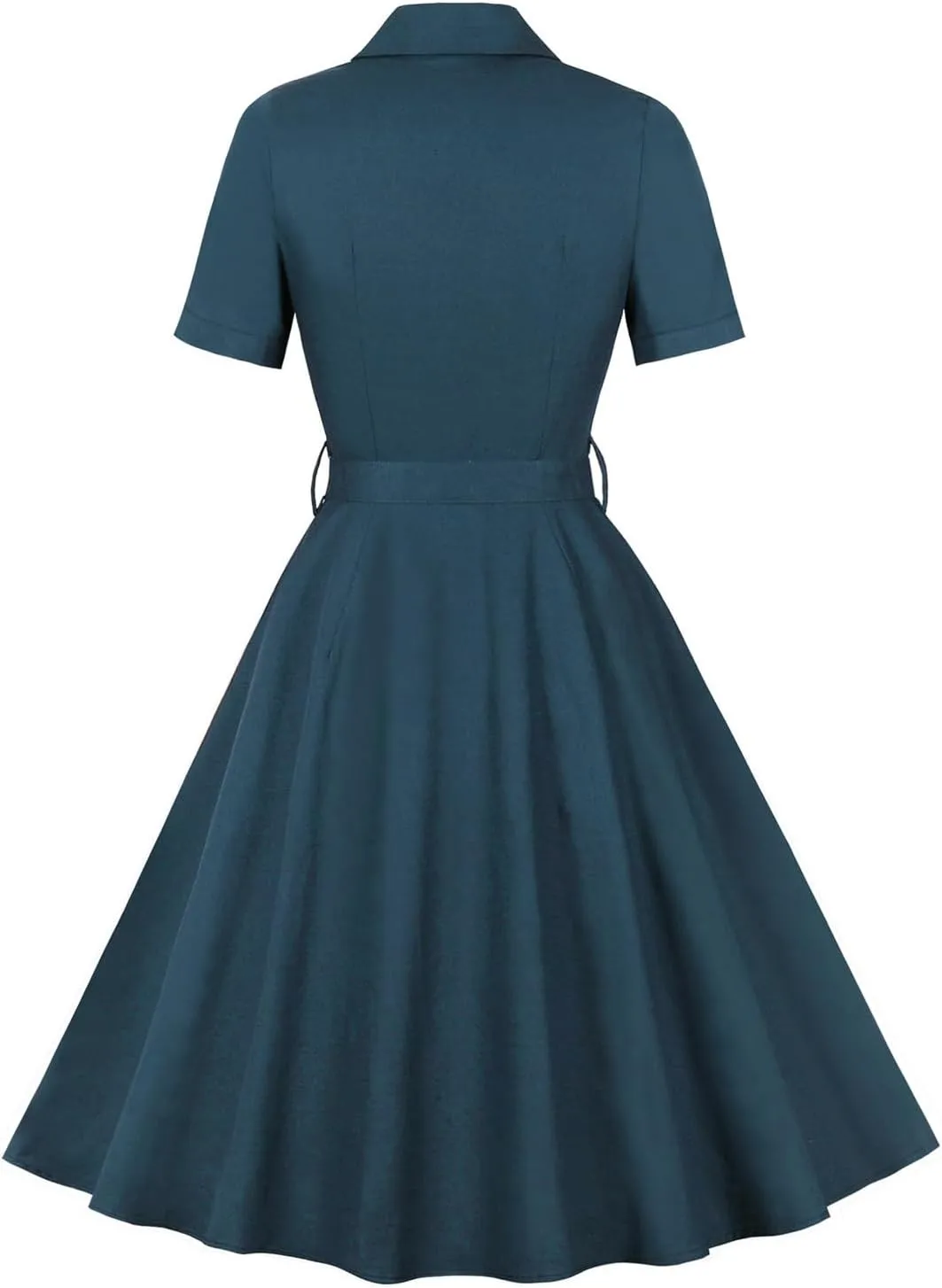 Firzero Women Vintage 1940s Dress Retro 40s 50s Button Business Work A Line Cocktail Dress Bowknot Long Sleeve Formal Dress