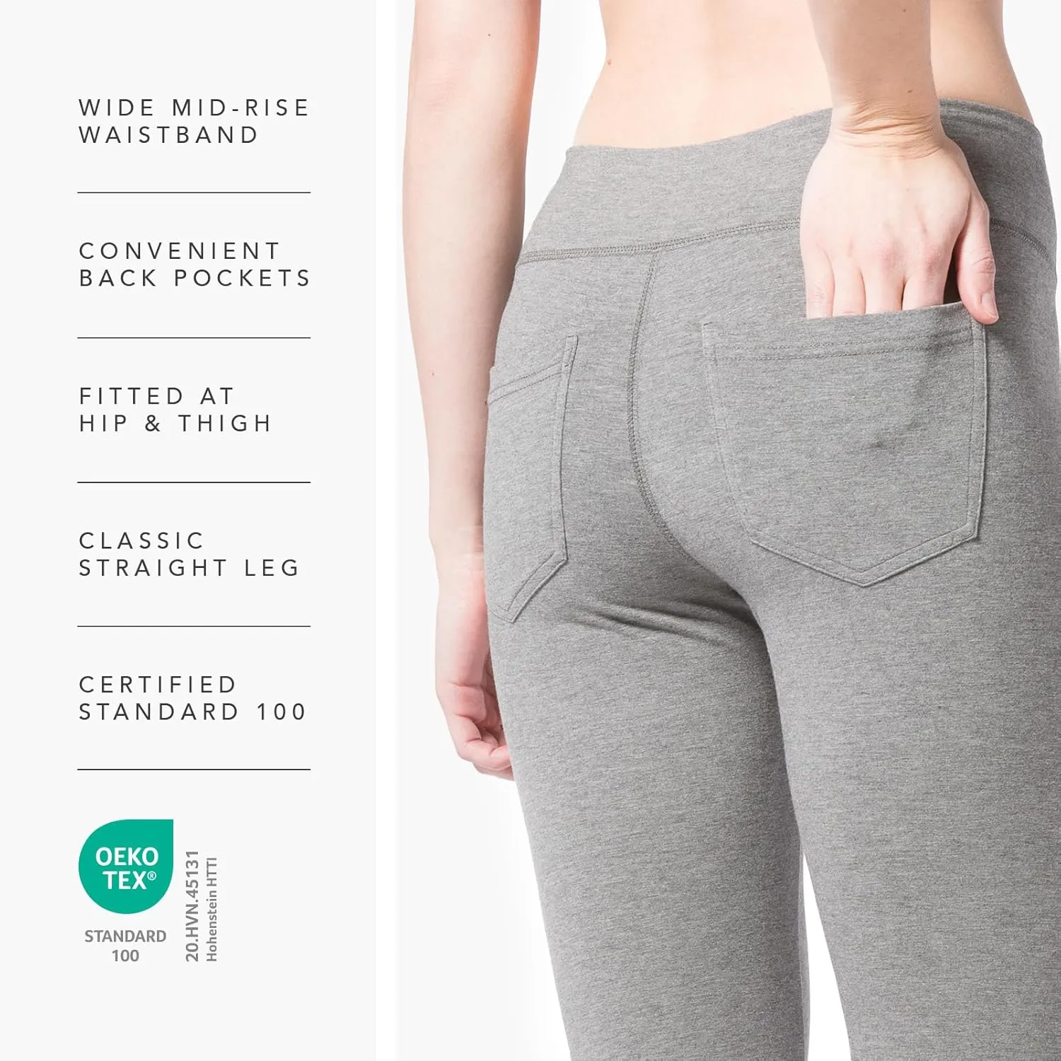 Fishers Finery Women's Ecofabric Straight Leg Yoga Pant with Back Pockets