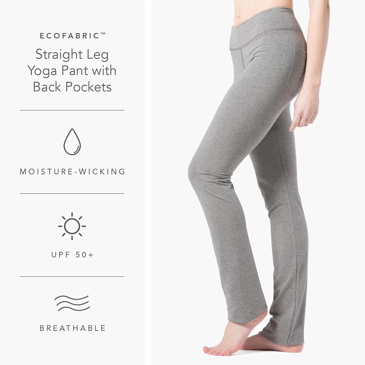 Fishers Finery Women's Ecofabric Straight Leg Yoga Pant with Back Pockets