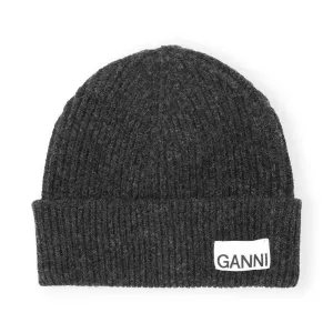 Fitted Wool Rib Knit Beanie (Phantom)