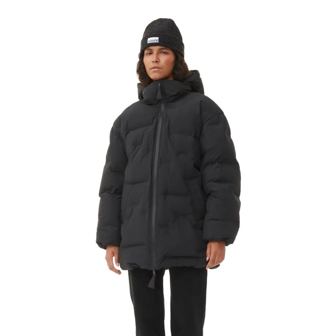Fitted Wool Rib Knit Beanie (Phantom)