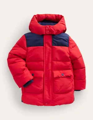 Fleece Lined Padded Coat-Rockabilly Red