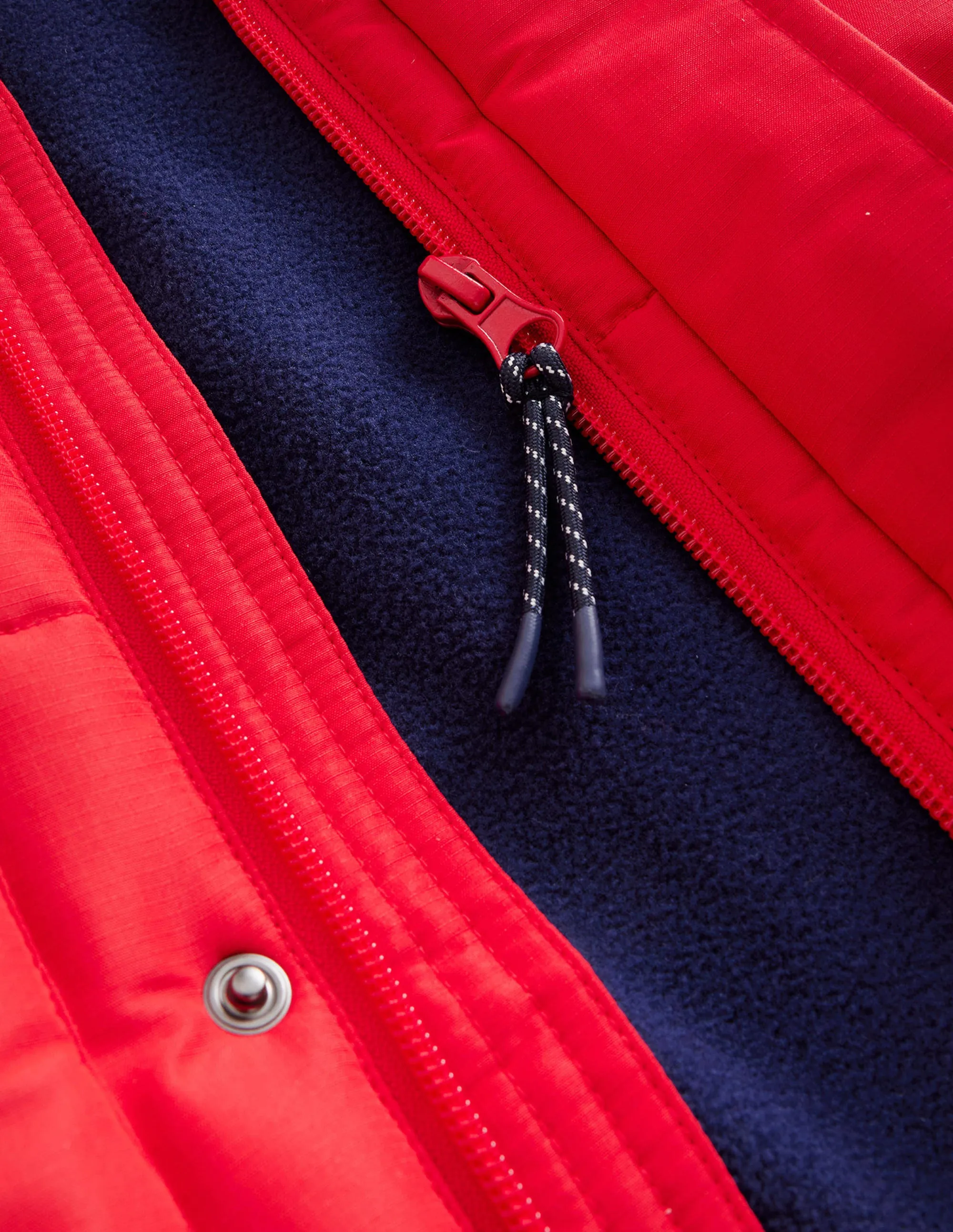 Fleece Lined Padded Coat-Rockabilly Red