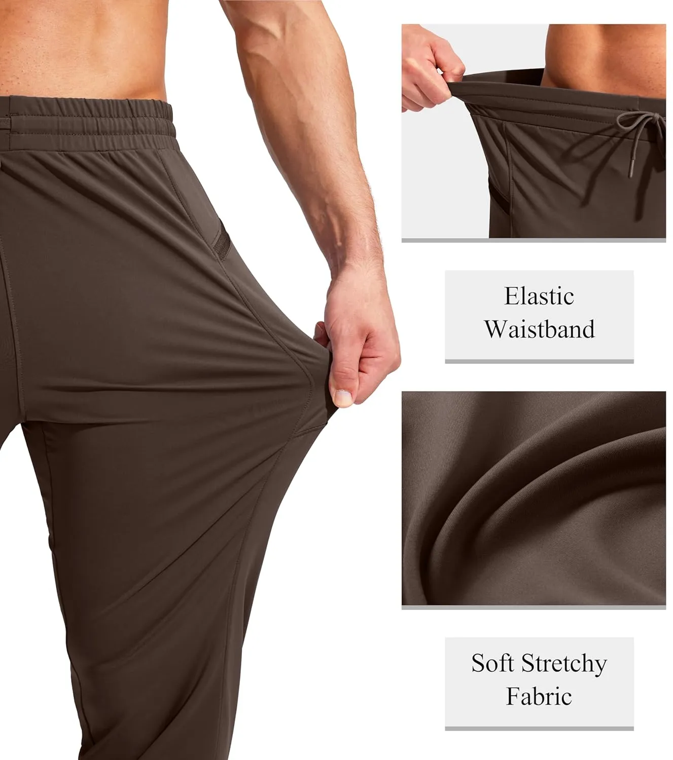 G Gradual Men's Joggers Pants with Zipper Pockets Stretch Athletic Sweatpants for Men Workout Jogging Running