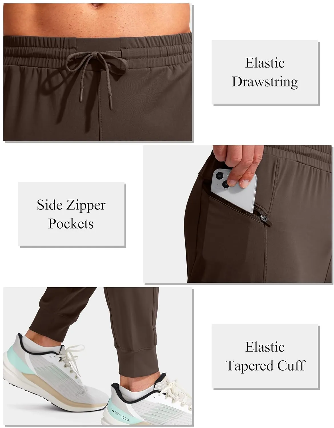 G Gradual Men's Joggers Pants with Zipper Pockets Stretch Athletic Sweatpants for Men Workout Jogging Running