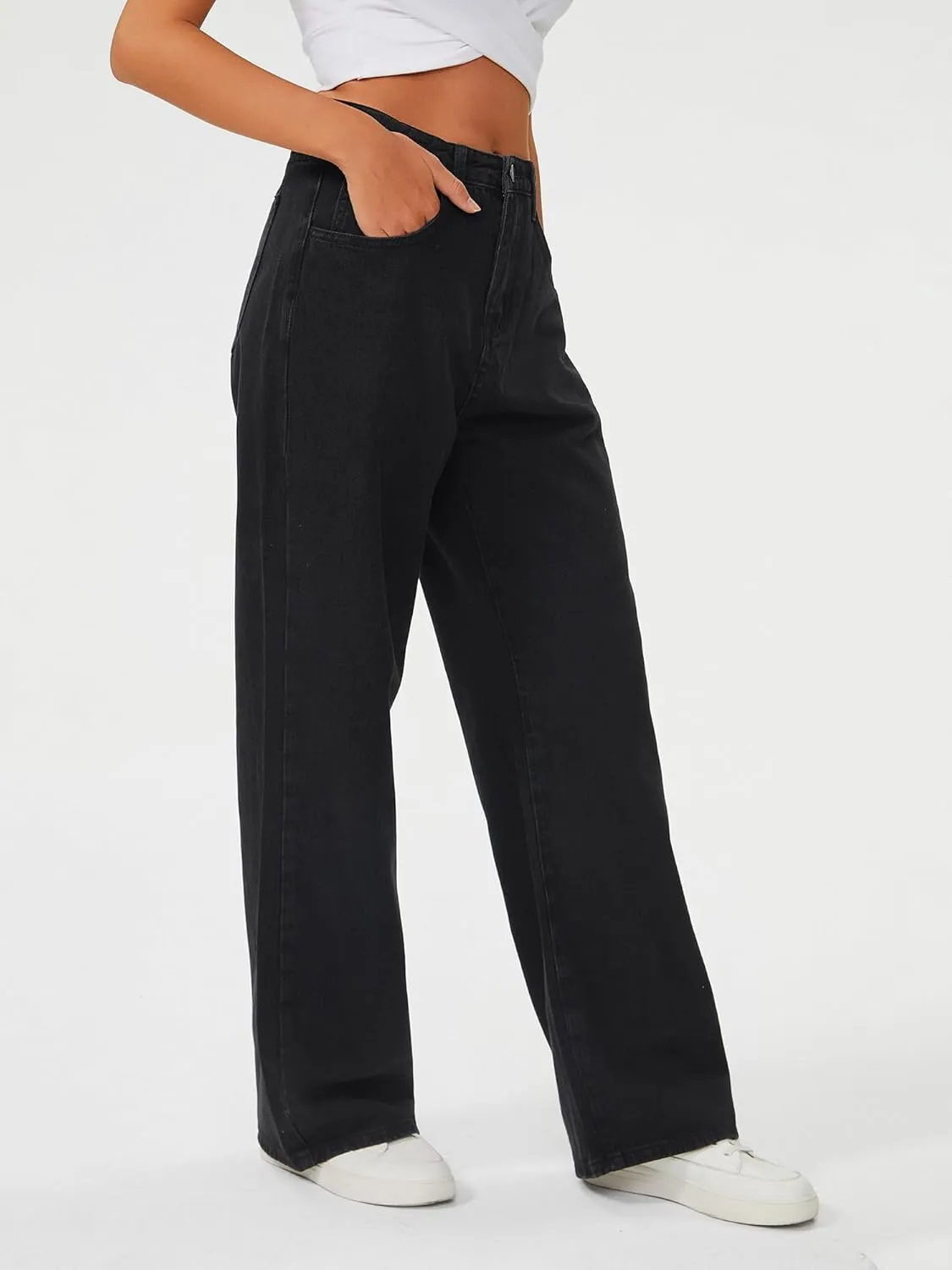 Genleck Baggy Jeans for Woman High Waisted Loose Wide Leg Jean Womens Boyfriend Y2K Pants Trendy