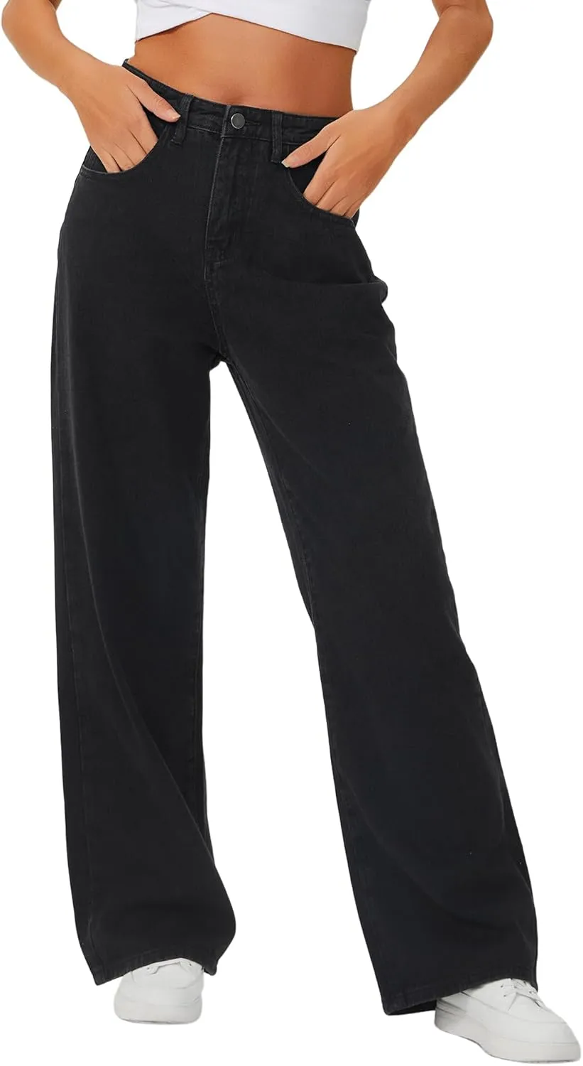 Genleck Baggy Jeans for Woman High Waisted Loose Wide Leg Jean Womens Boyfriend Y2K Pants Trendy