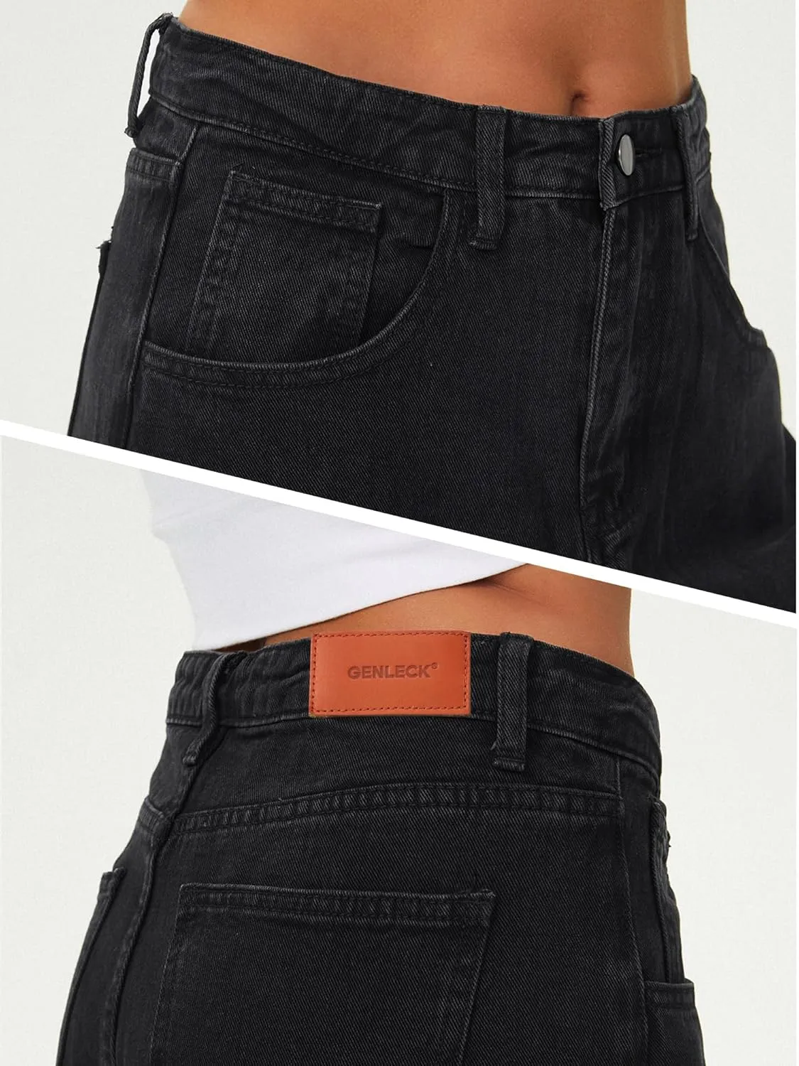 Genleck Baggy Jeans for Woman High Waisted Loose Wide Leg Jean Womens Boyfriend Y2K Pants Trendy