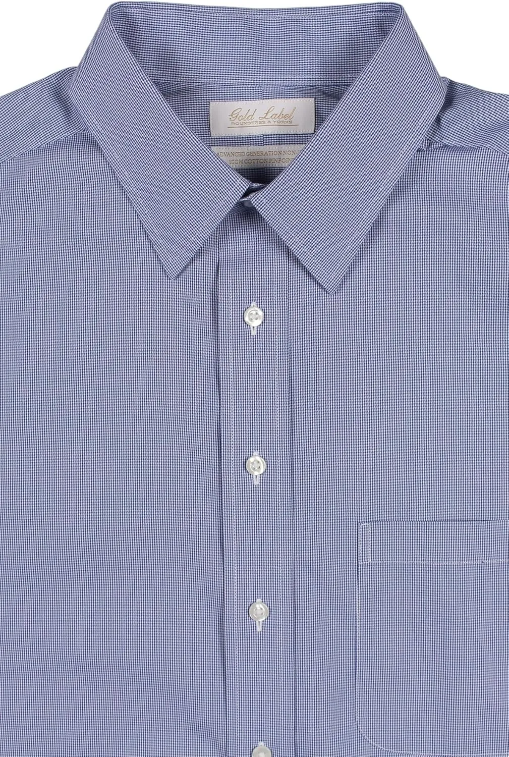 Gold Label Men's Big and Tall Point Collar Dress Shirt Long Sleeve with Pocket, Non-Iron Wrinkle-Resistant