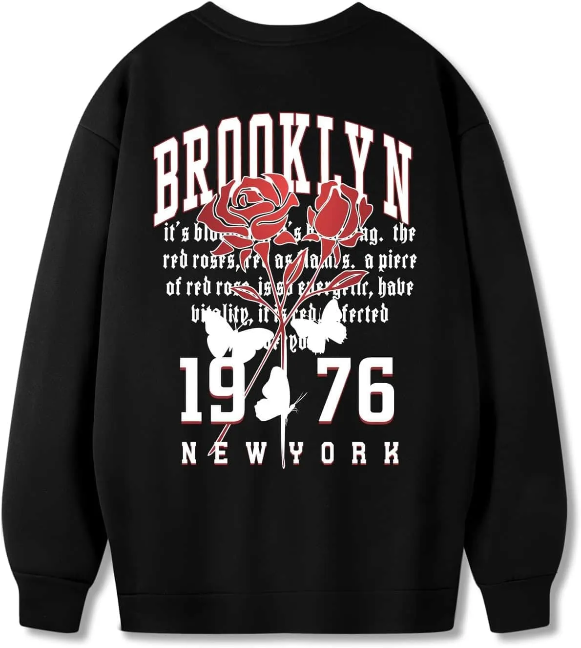 GORGLITTER Men's Letter Graphic Print Long Sleeve Crewneck Drop Shoulder Sweatshirt