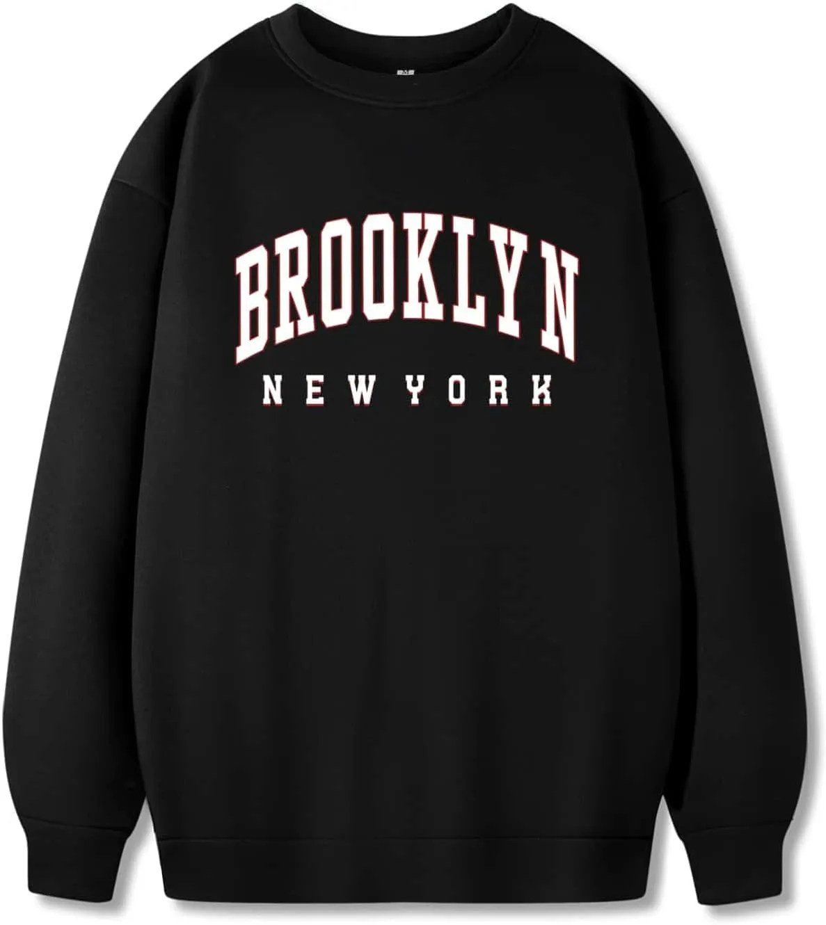 GORGLITTER Men's Letter Graphic Print Long Sleeve Crewneck Drop Shoulder Sweatshirt