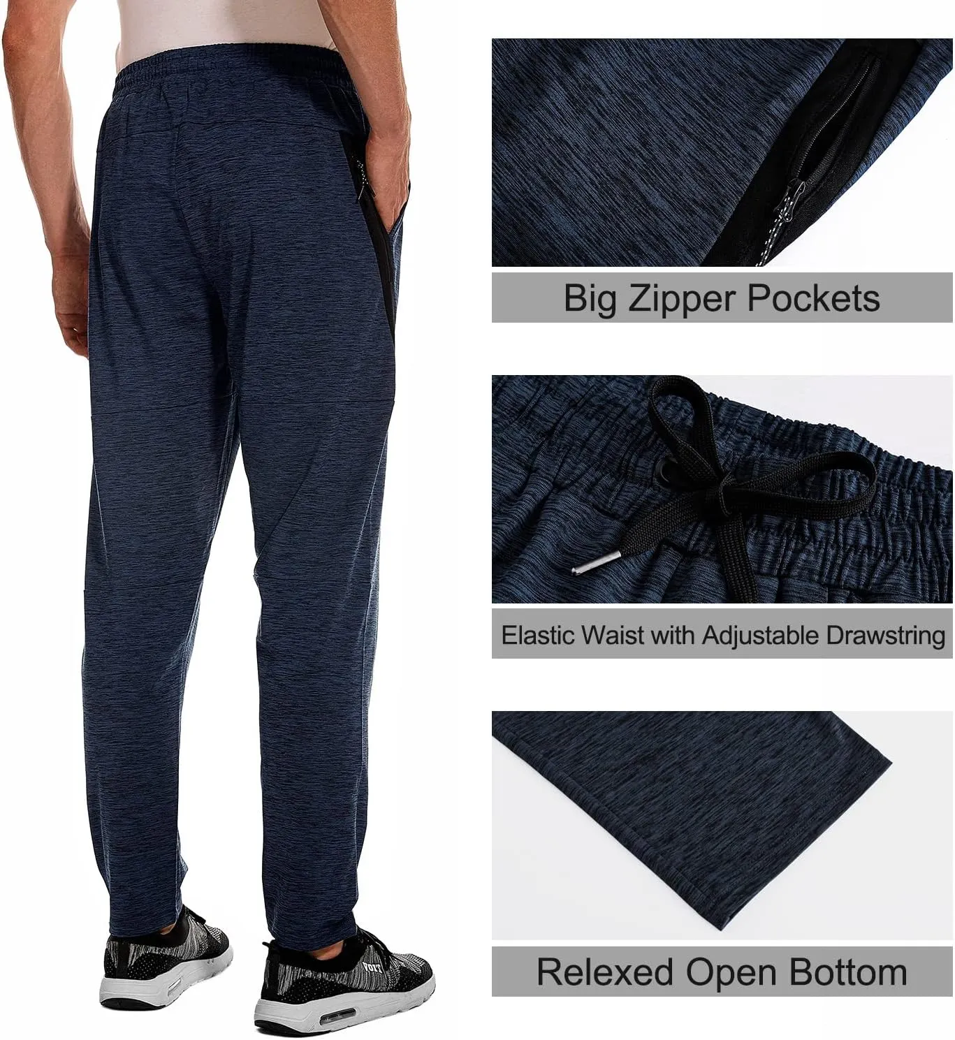 HODOSPORTS 32"/34"/36"/38"/40" Inseam Tall Mens Sweatpants Zipper Pocket Extra Tall Joggers Workout Pants