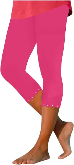 Hvyesh Womens Capris for Summer Clearance Capri Leggings for Women Stretchy Workout Yoga Casual Vacation Beach Pants