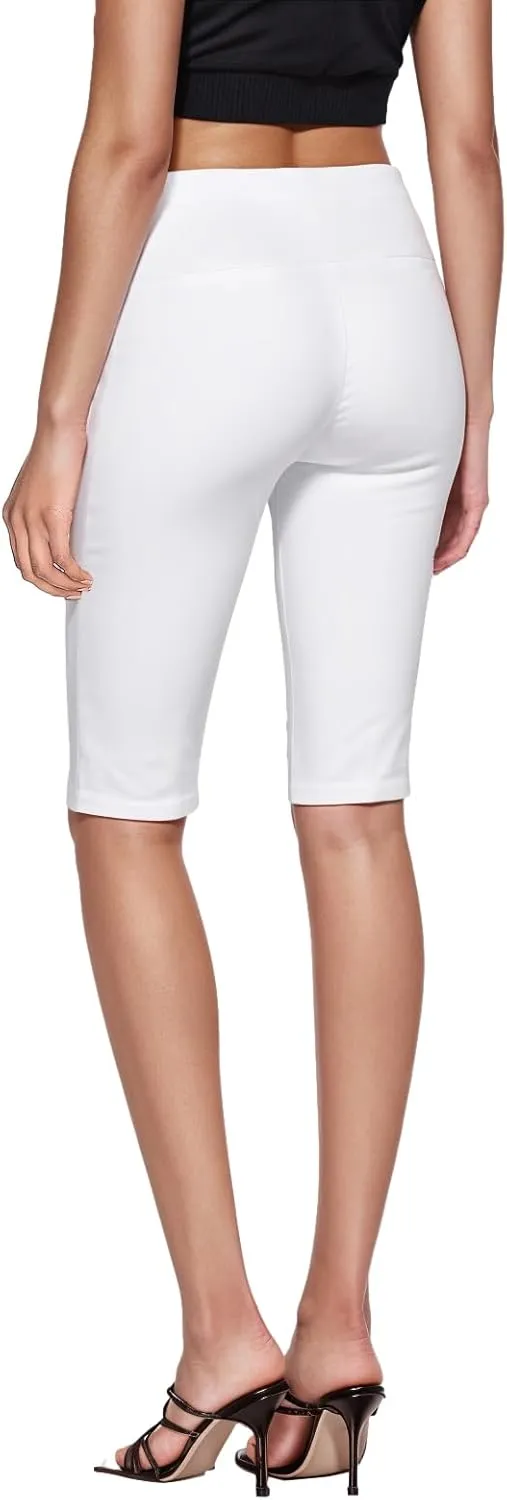 Hybrid & Company Womens Super Stretch Causal Pull On Millennium Twill Bermuda Shorts