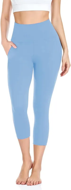 iaoja Capri Leggings for Women with Pockets - High Waisted Tummy Control No See Through Workout Soft Yoga Pants
