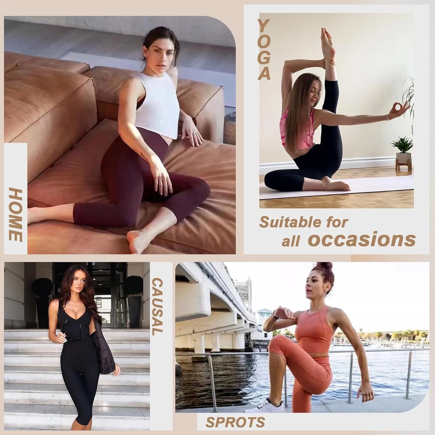 iaoja Capri Leggings for Women with Pockets - High Waisted Tummy Control No See Through Workout Soft Yoga Pants