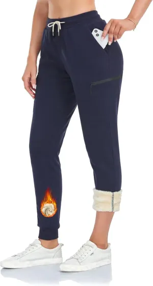 Inno Women's 28" 31" 34" 36" Sherpa Polar Fleece Lined Jogger Pants Warm Sweatpants Thermal Athletic Lounge Petite Tall
