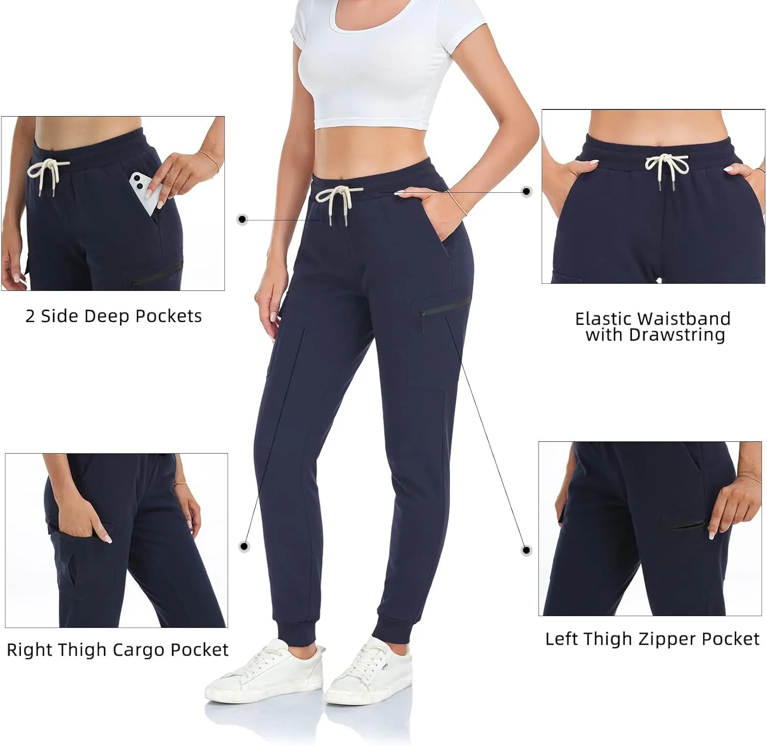 Inno Women's 28" 31" 34" 36" Sherpa Polar Fleece Lined Jogger Pants Warm Sweatpants Thermal Athletic Lounge Petite Tall